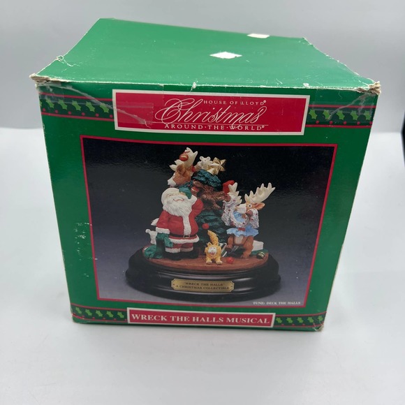 Vintage House Of Lloyd Wreck The Halls Christmas Santa Clause Reindeer NO Music - Picture 2 of 11